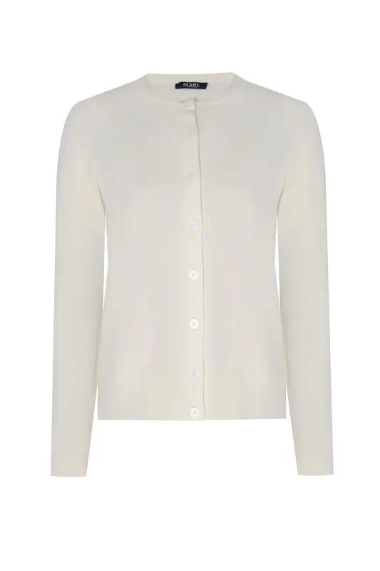 Ekru Bisiklet Yaka Düğmeli Kadın Hırka