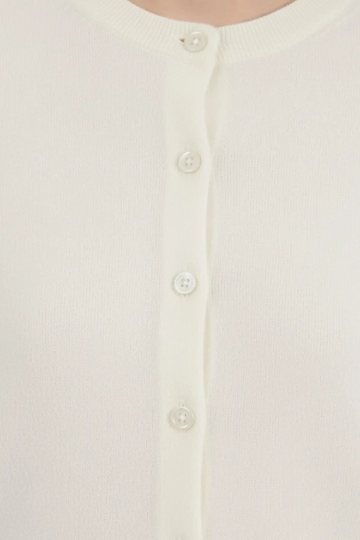 Ekru Bisiklet Yaka Düğmeli Kadın Hırka  Mısırlı 1951