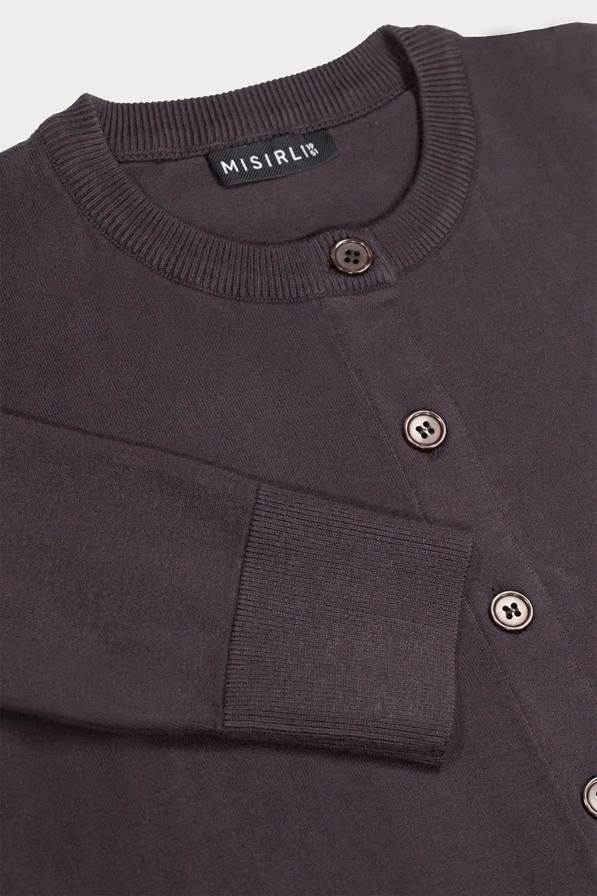 Acı Kahverengi Bisiklet Yaka Düğmeli Kadın Hırka  Mısırlı 1951