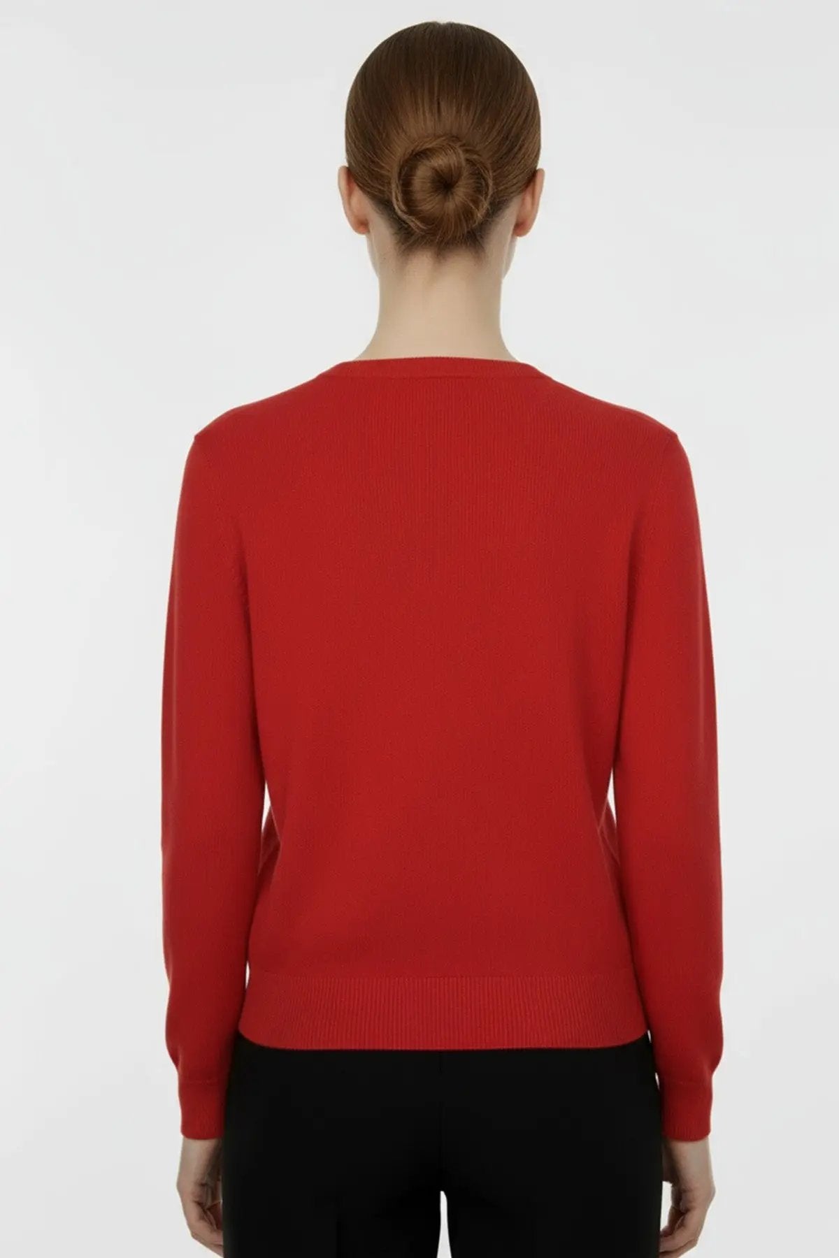 Kırmızı Bisiklet Yaka Düğmeli Kadın Hırka  Mısırlı 1951