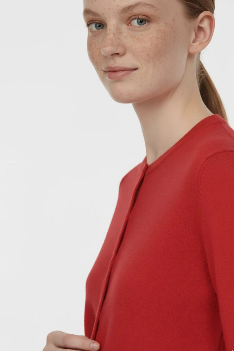 Kırmızı Bisiklet Yaka Düğmeli Kadın Hırka  Mısırlı 1951