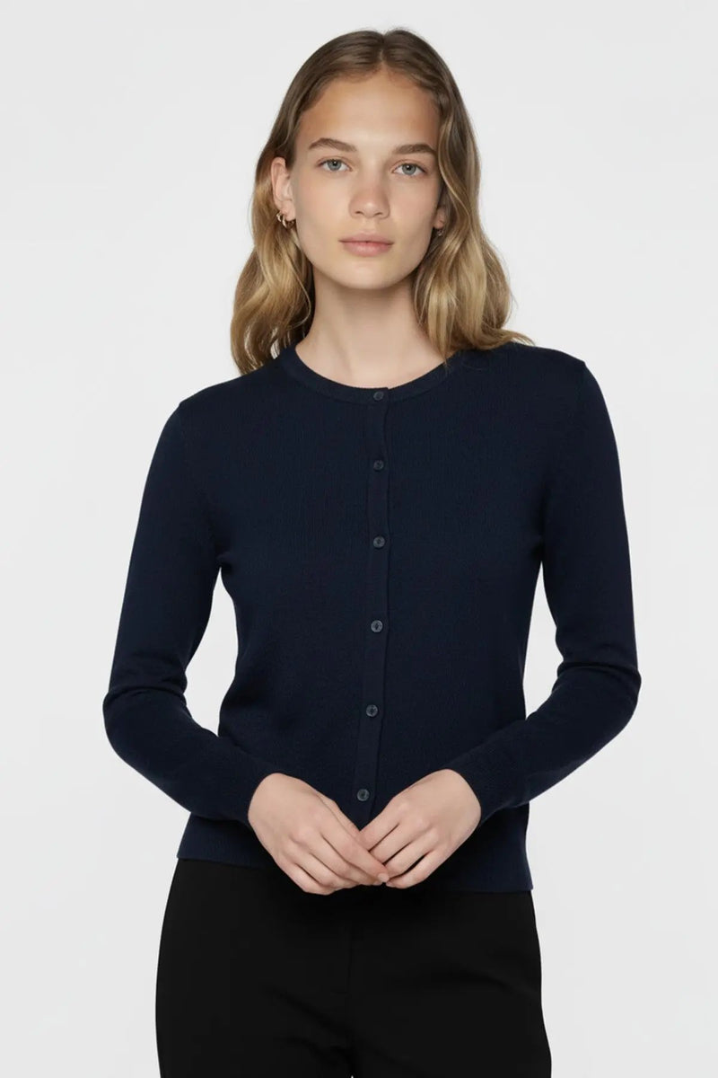 Lacivert Bisiklet Yaka Düğmeli Kadın Hırka  Mısırlı 1951