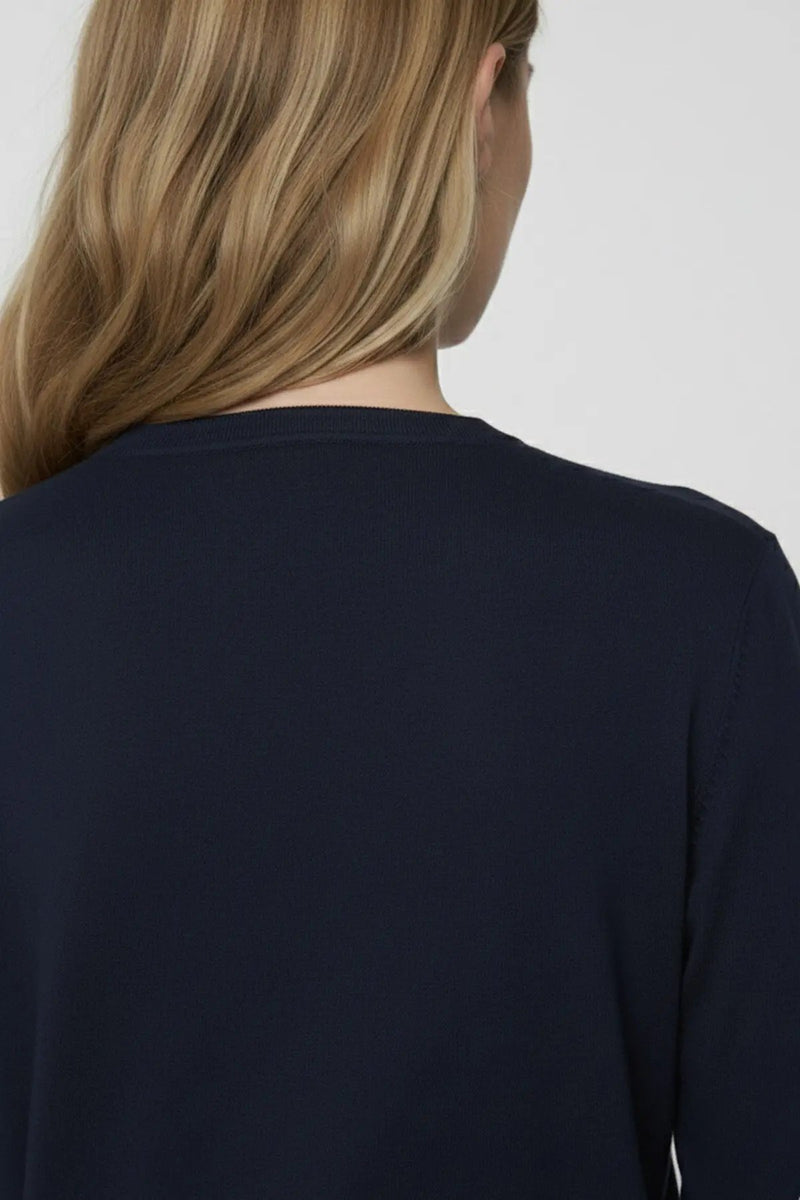 Lacivert Bisiklet Yaka Düğmeli Kadın Hırka  Mısırlı 1951