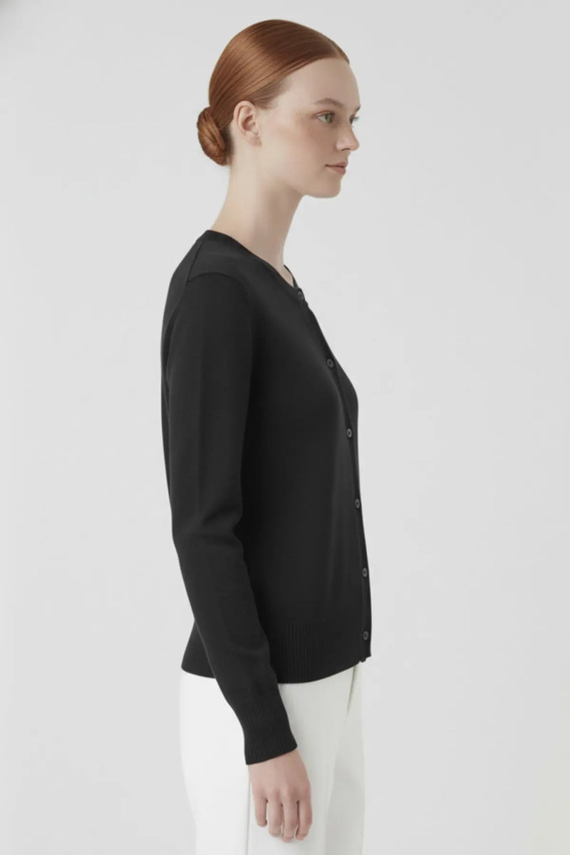 Koyu Gri Bisiklet Yaka Düğmeli Kadın Hırka  Mısırlı 1951