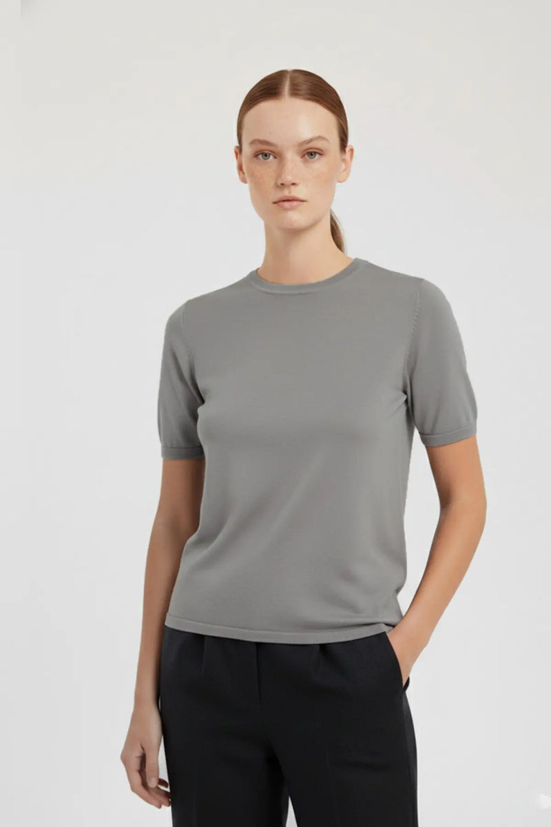 Gri Bisiklet Yaka Kadın Tişört  Mısırlı 1951