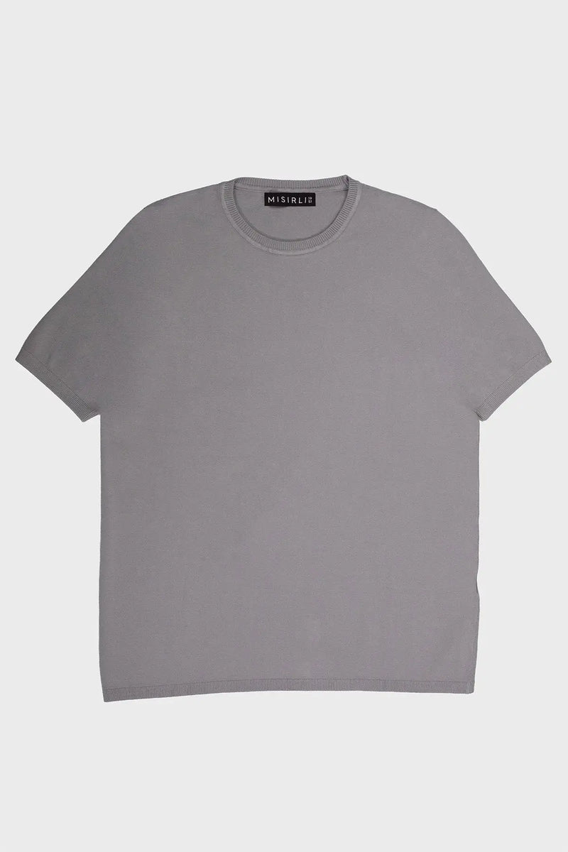 Gri Bisiklet Yaka Kadın Tişört  Mısırlı 1951