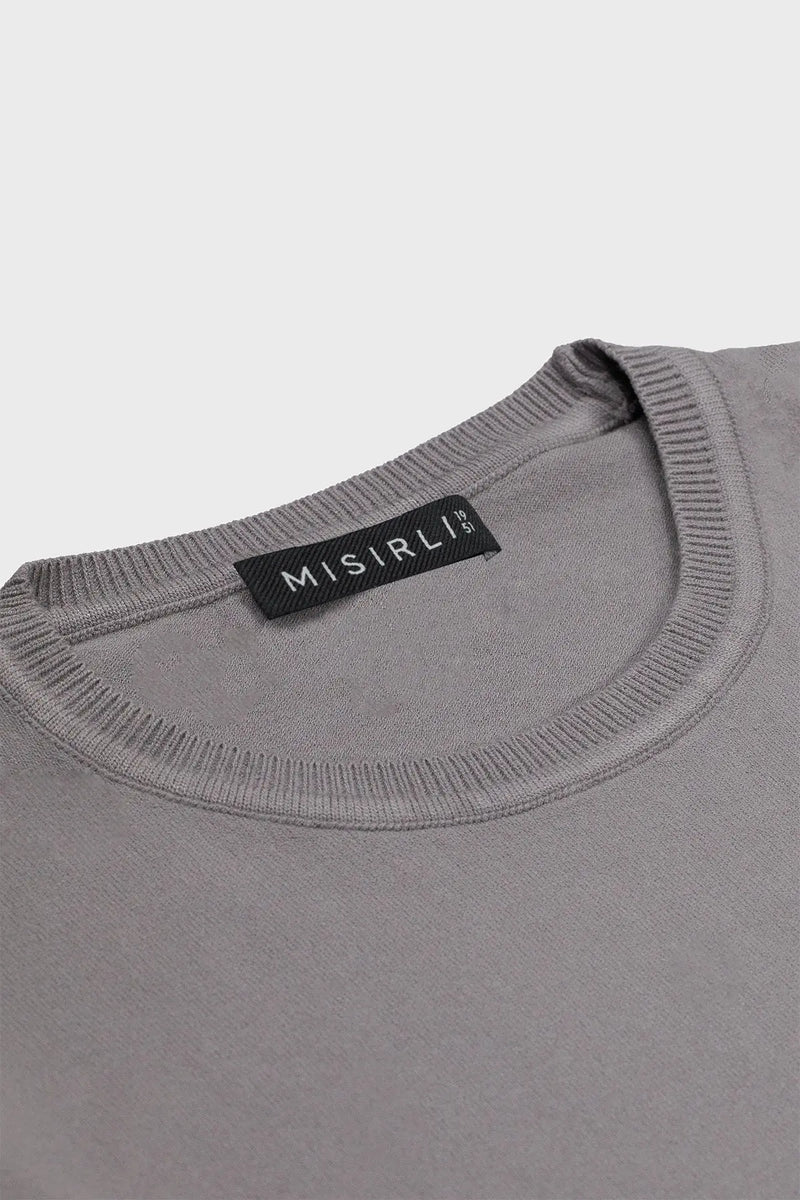 Gri Bisiklet Yaka Kadın Tişört  Mısırlı 1951