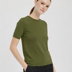 Yeşil Bisiklet Yaka Kadın Tişört  Mısırlı 1951