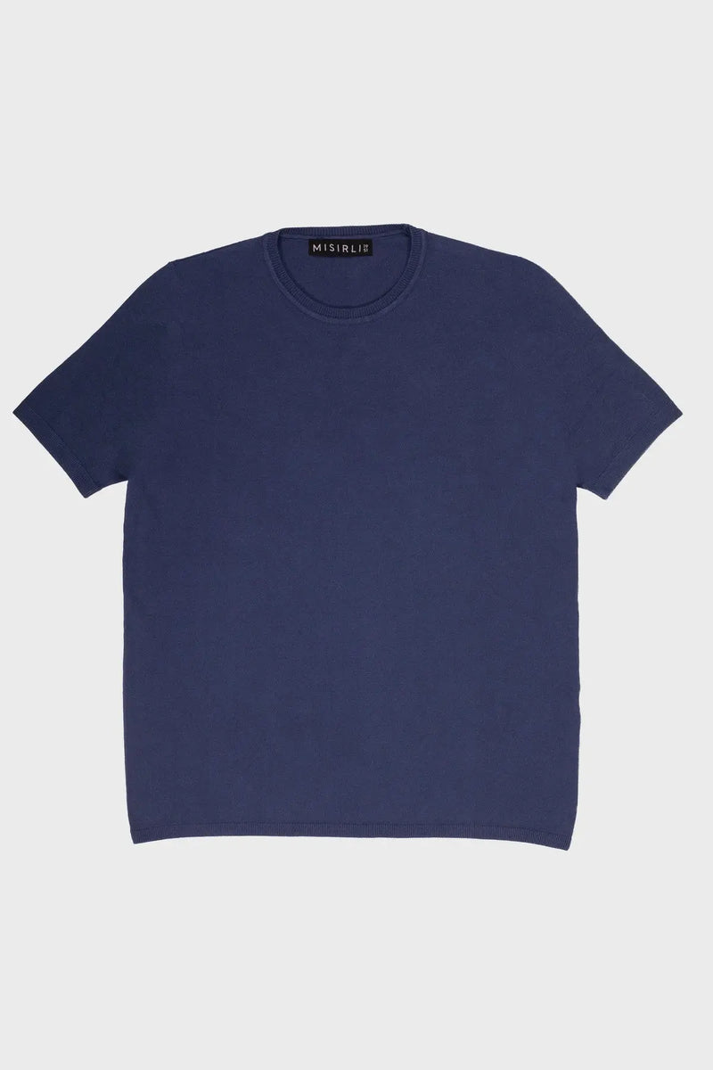 Lacivert Bisiklet Yaka Kadın Tişört  Mısırlı 1951