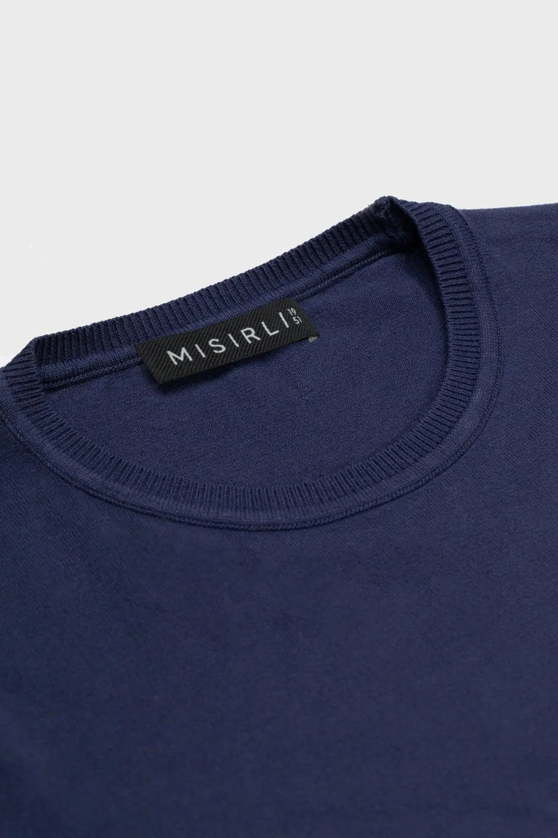 Lacivert Bisiklet Yaka Kadın Tişört  Mısırlı 1951