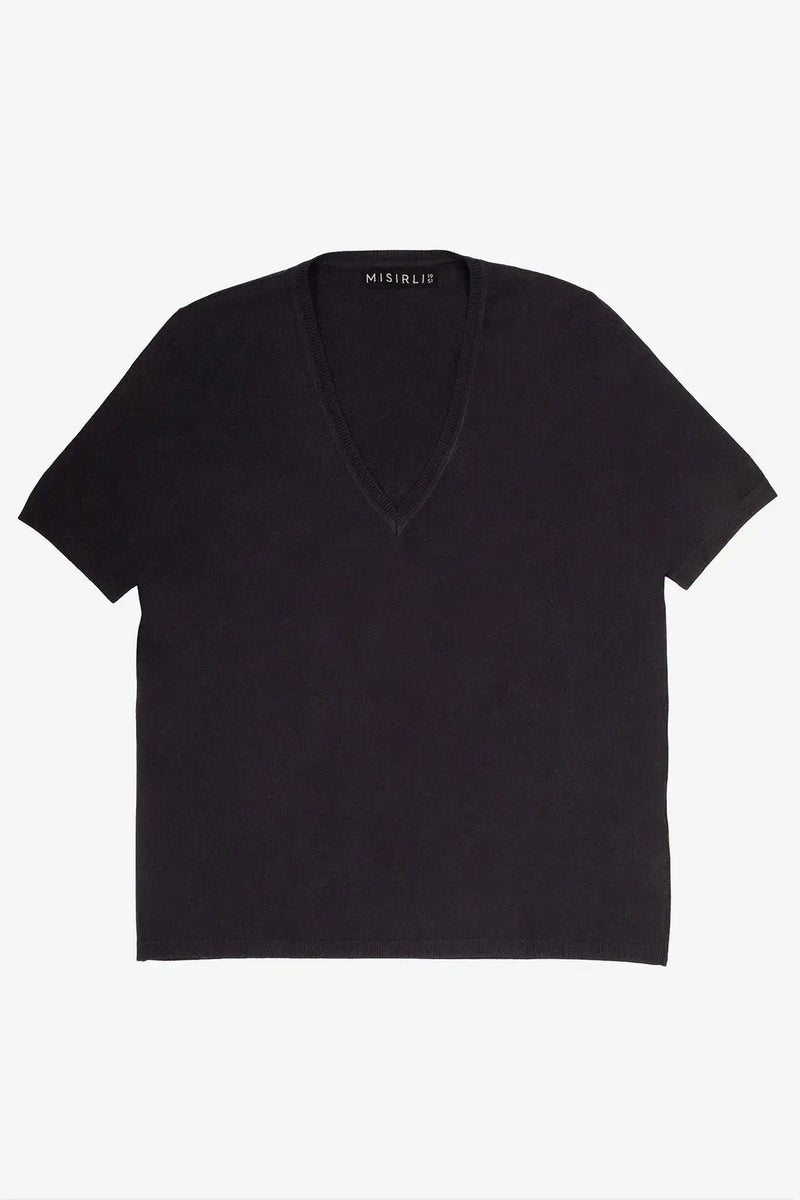 Siyah V Yaka Kadın Tişört  Mısırlı 1951