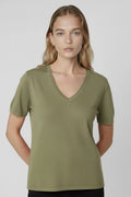 Yeşil V Yaka Kadın Tişört