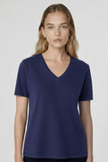 Lacivert V Yaka Kadın Tişört