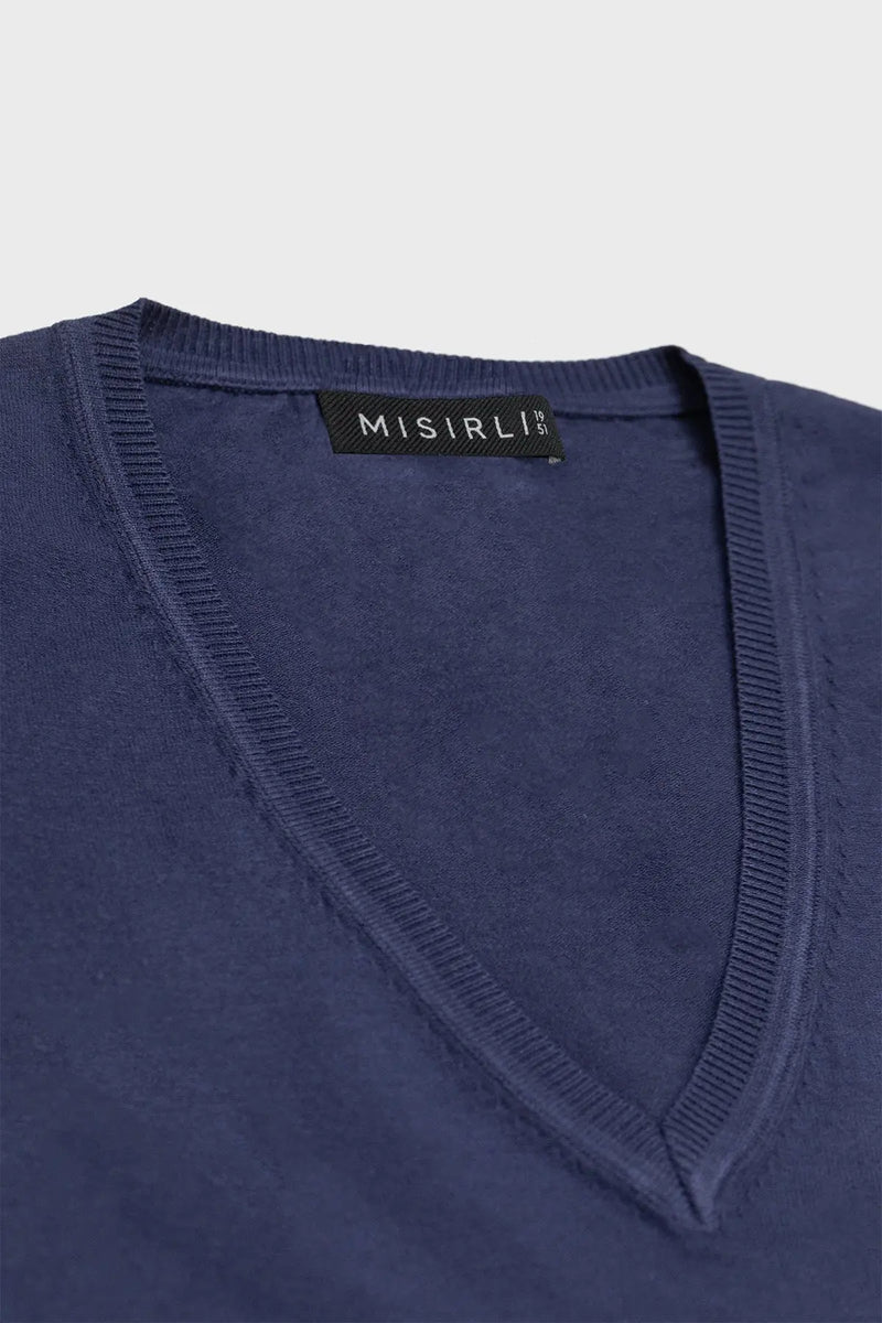 Lacivert V Yaka Kadın Tişört  Mısırlı 1951