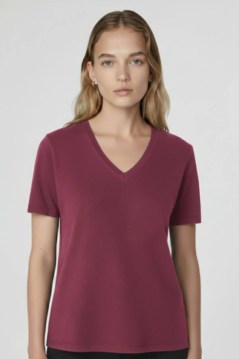 Mürdüm V Yaka Kadın Tişört  Mısırlı 1951