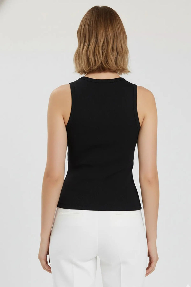 Siyah Bisiklet Yaka Fitilli Kadın Atlet  Mısırlı 1951