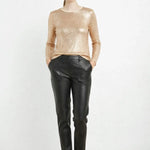 Bronz Gold Payetli Uzun Kollu Bluz  Mısırlı 1951