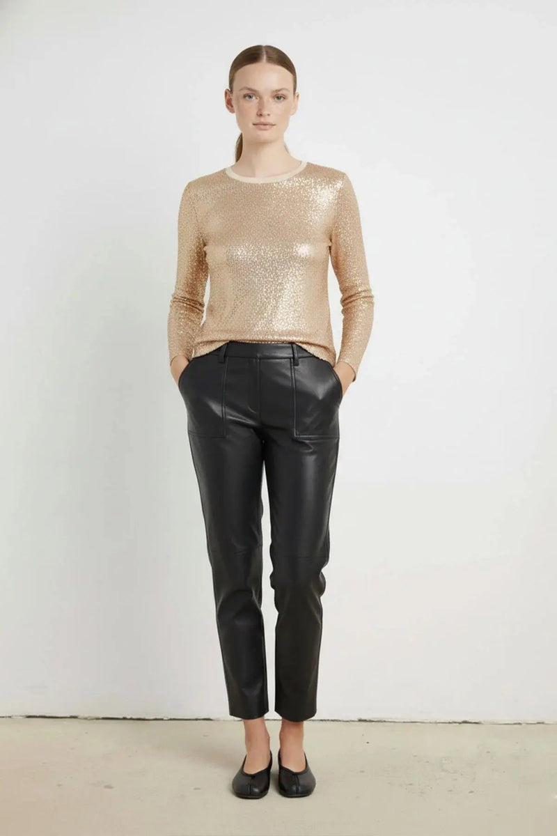 Bronz Gold Payetli Uzun Kollu Bluz  Mısırlı 1951