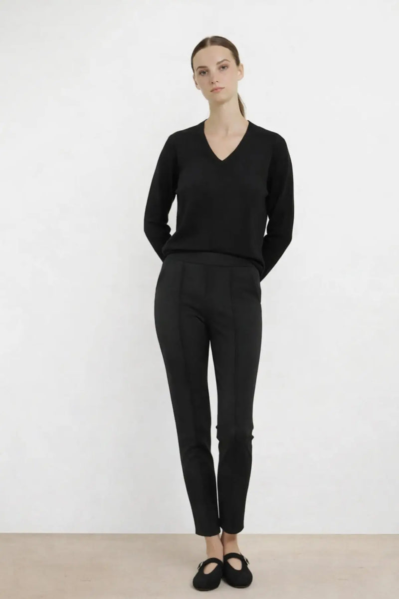 Siyah Nervür Dikişli Kadın Pantolon - Mısırlı 1951