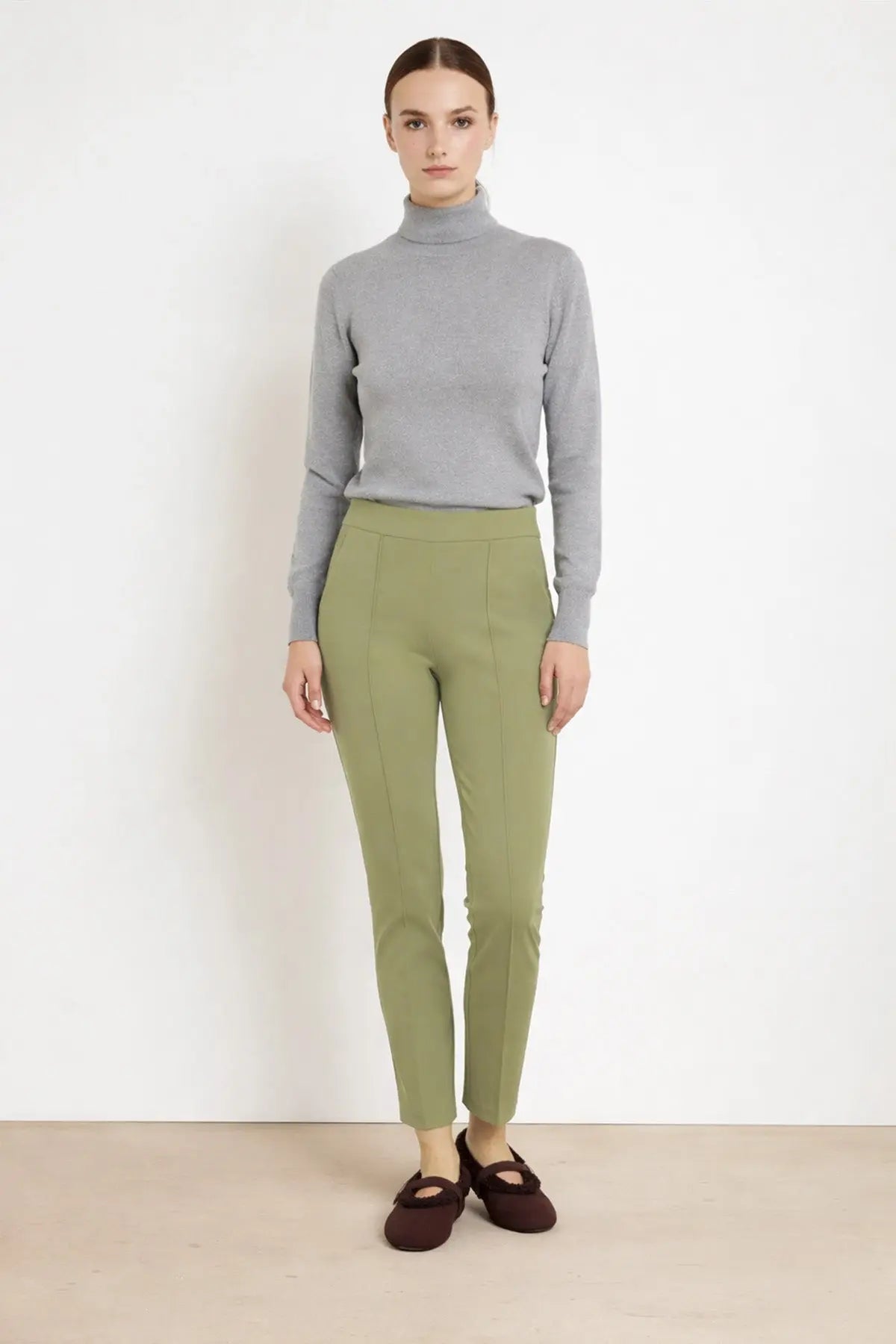 Yeşil Nervür Dikişli Kadın Pantolon - Mısırlı 1951