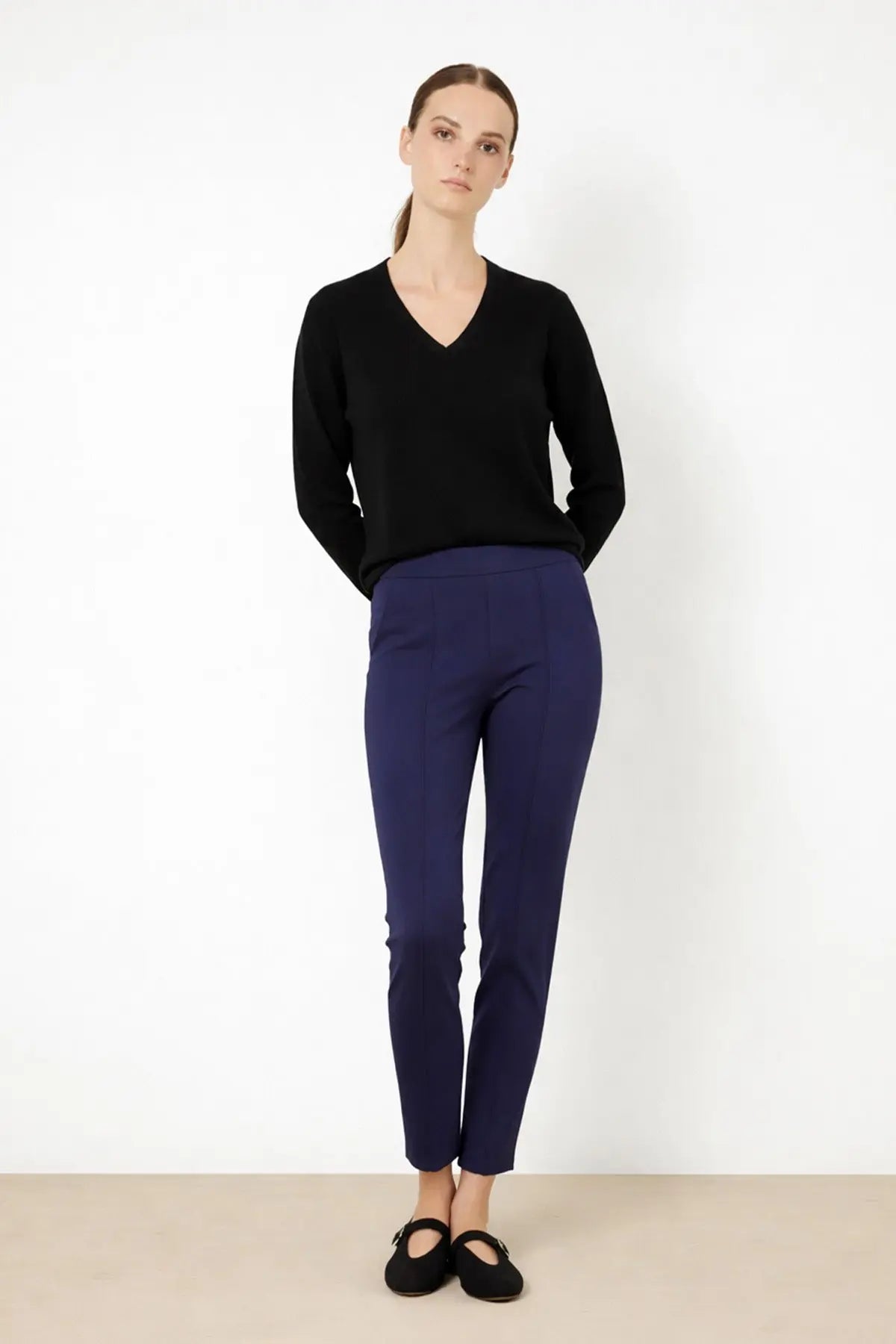 Lacivert Nervür Dikişli Kadın Pantolon  Mısırlı 1951