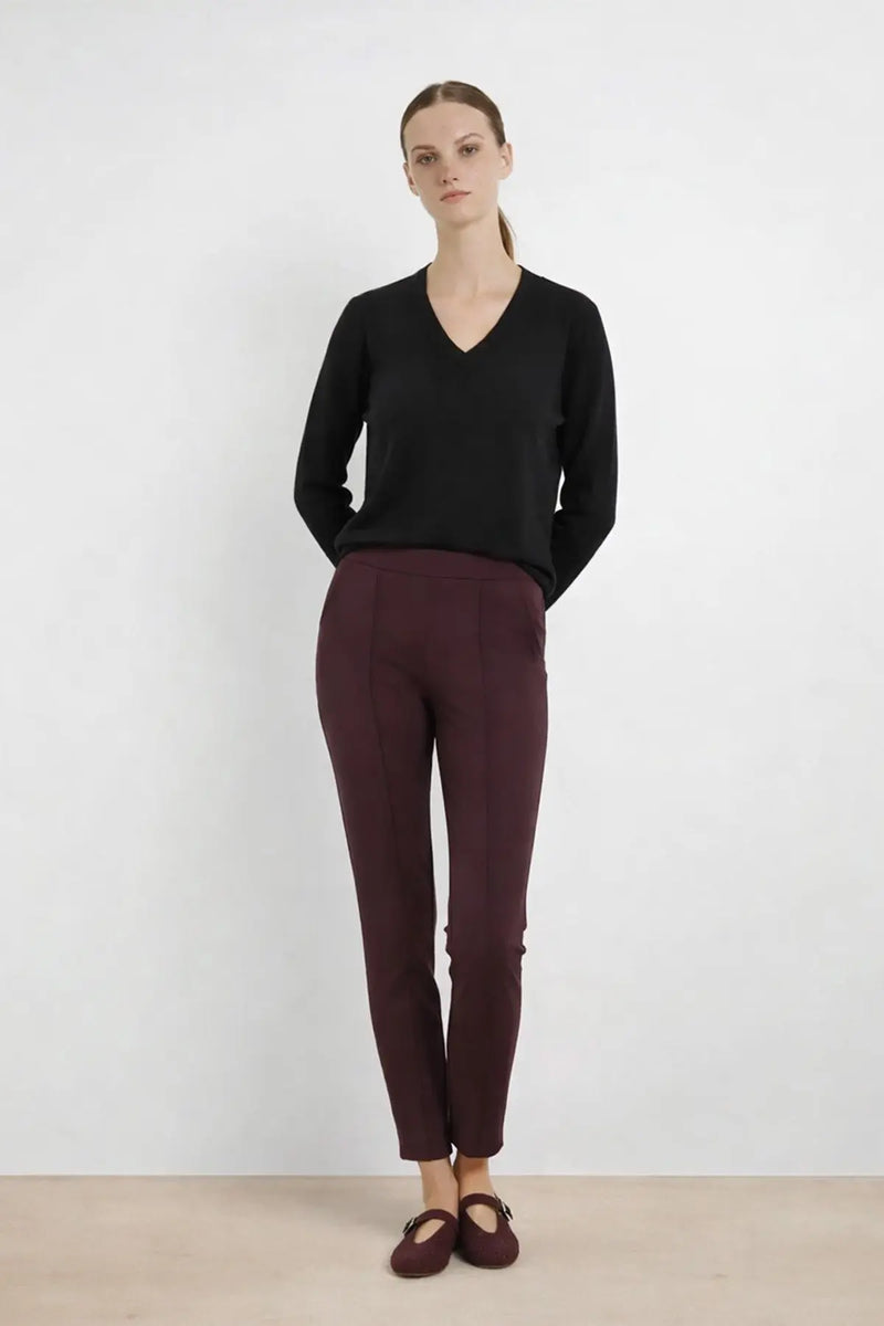 Mürdüm Nervür Dikişli Kadın Pantolon - Mısırlı 1951