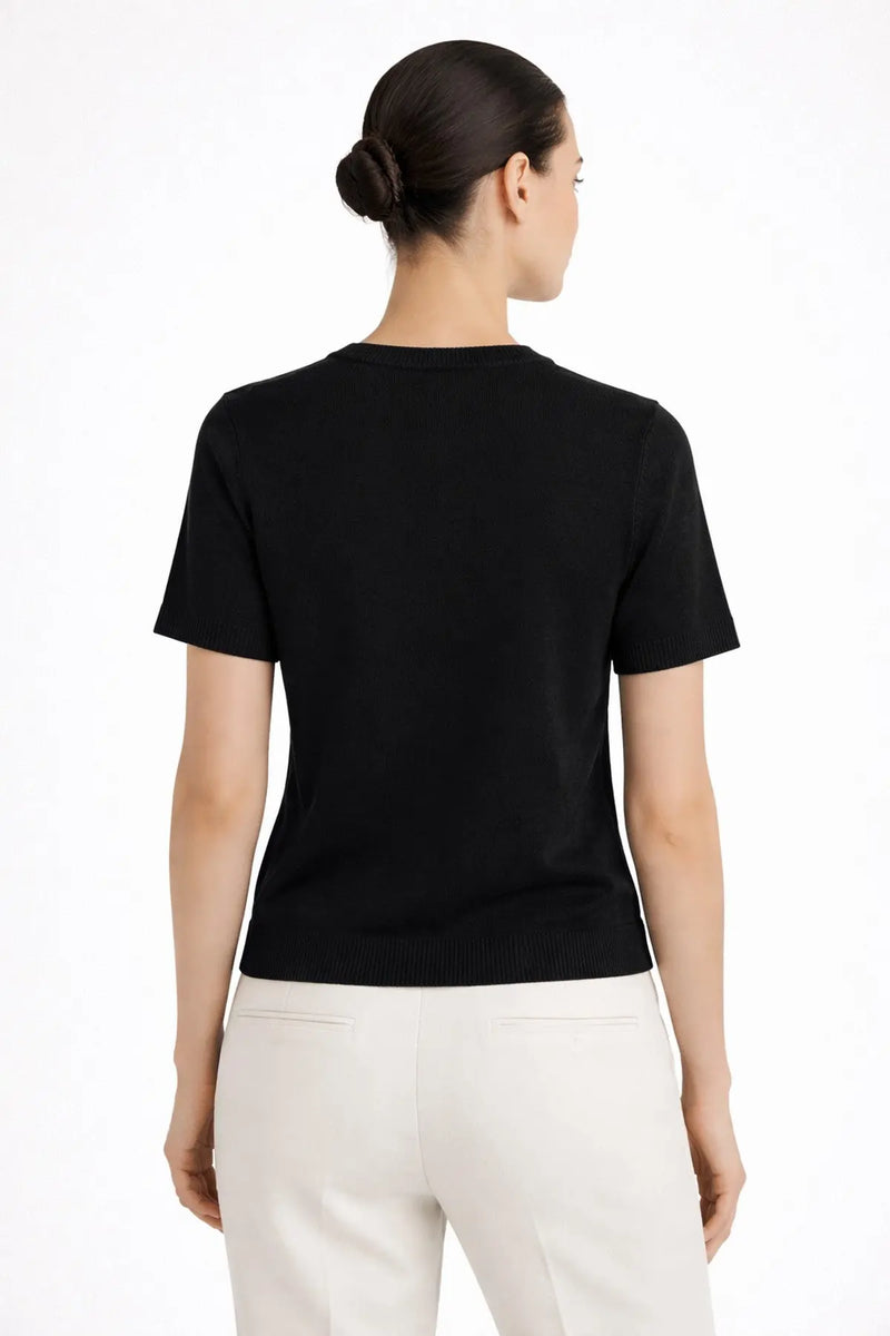 Siyah Yuvarlak Yaka Kadın Kazak  Mısırlı 1951