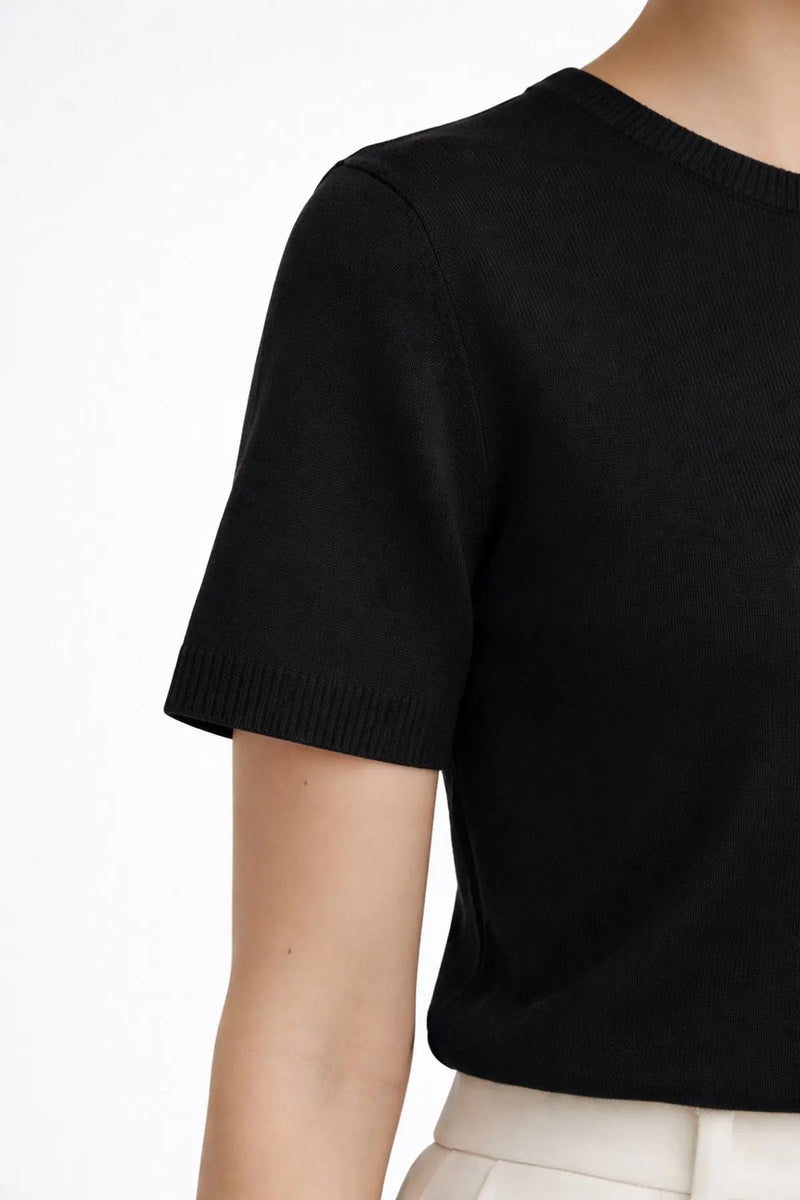 Siyah Yuvarlak Yaka Kadın Kazak