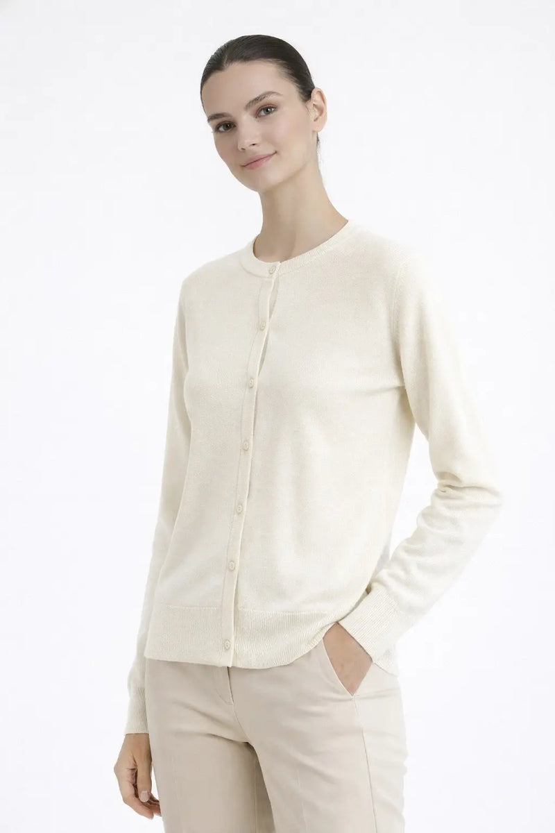 Ekru Bisiklet Yaka Kadın Hırka  Mısırlı 1951