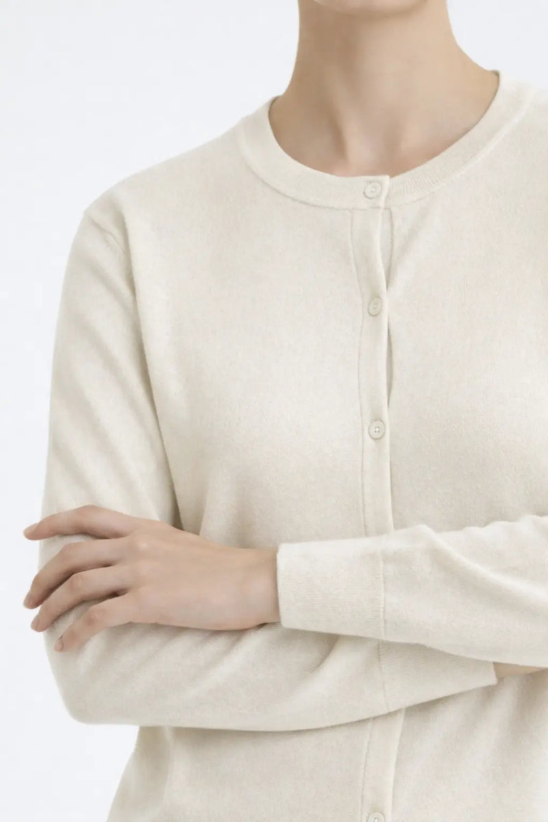 Ekru Bisiklet Yaka Kadın Hırka  Mısırlı 1951