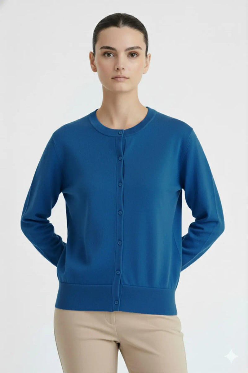 Lacivert Bisiklet Yaka Kadın Hırka  Mısırlı 1951