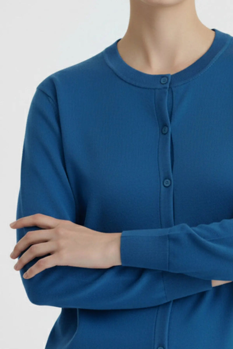 Lacivert Bisiklet Yaka Kadın Hırka  Mısırlı 1951