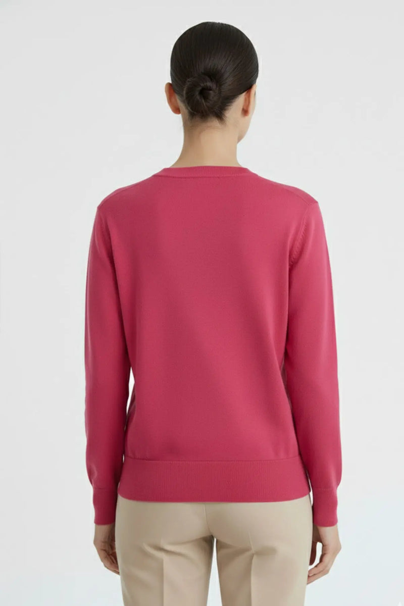 Fuşya Bisiklet Yaka Kadın Hırka  Mısırlı 1951