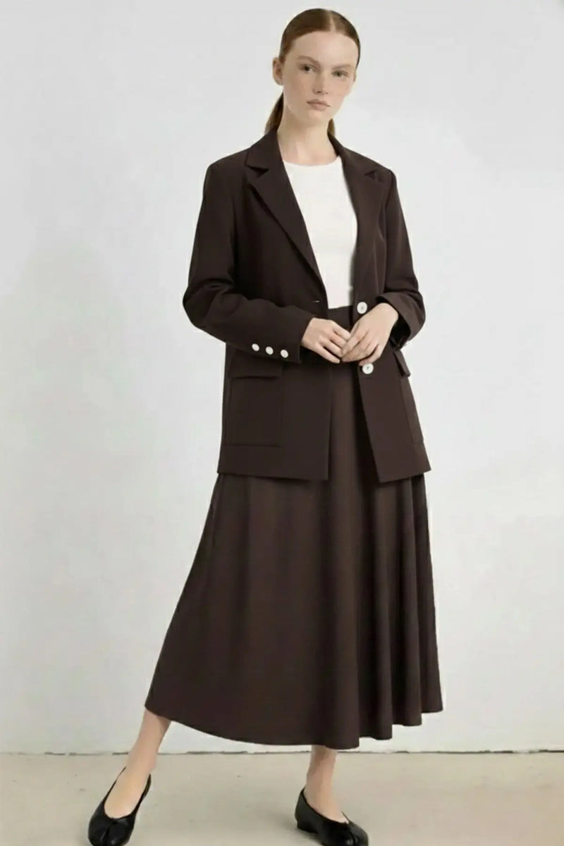 Acı Kahve Triko Kadın Blazer Ceket  Mısırlı 1951