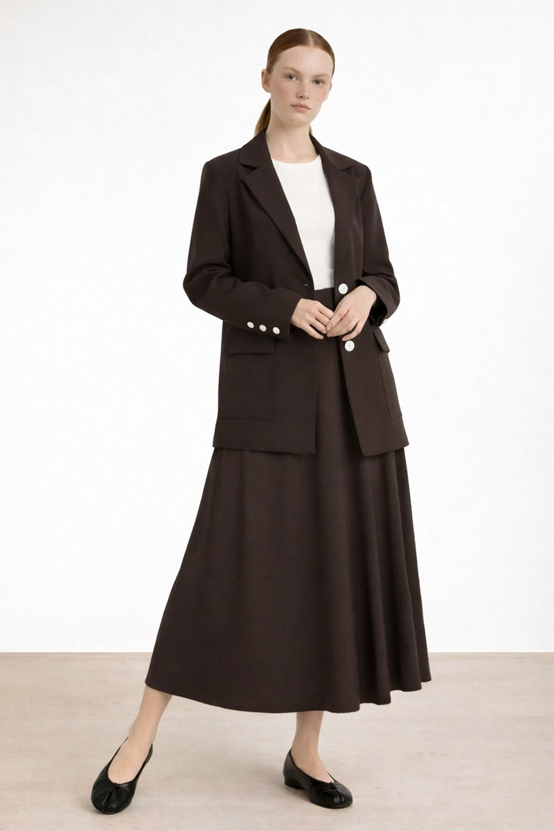 Acı Kahve Triko Kadın Blazer Ceket