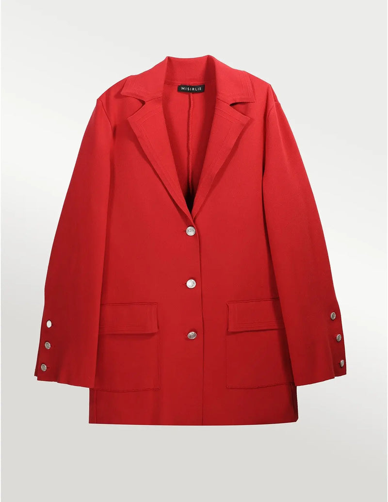 Kırmızı Triko Kadın Blazer Ceket  Mısırlı 1951