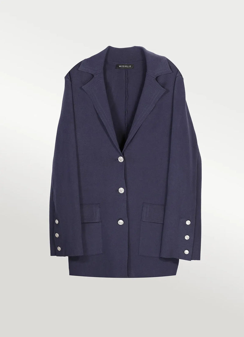 Lacivert Triko Kadın Blazer Ceket  Mısırlı 1951