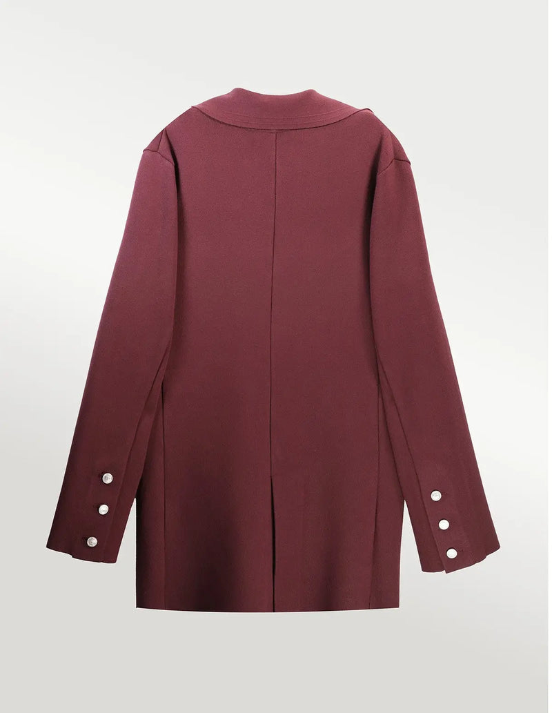 Mürdüm Triko Kadın Blazer Ceket