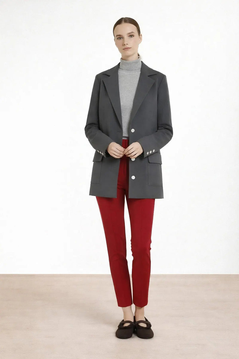 Koyu Gri Triko Kadın Blazer Ceket  Mısırlı 1951