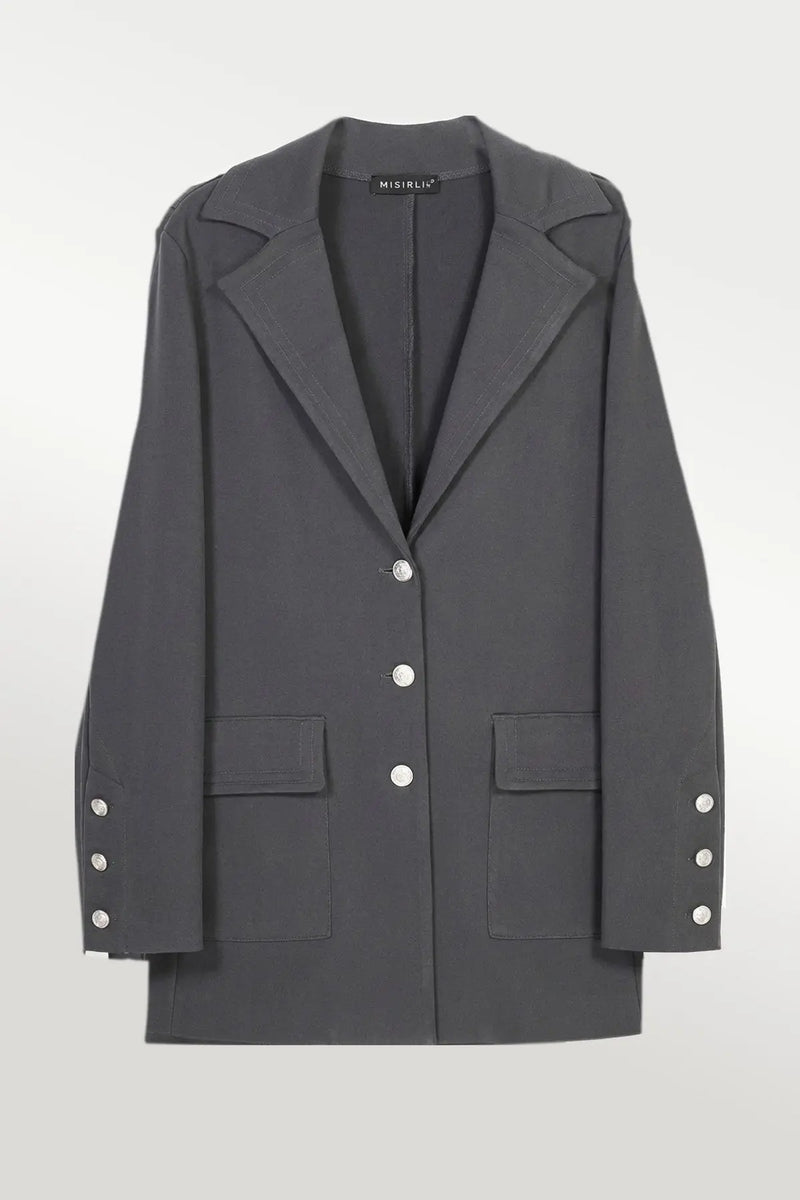 Koyu Gri Triko Kadın Blazer Ceket  Mısırlı 1951