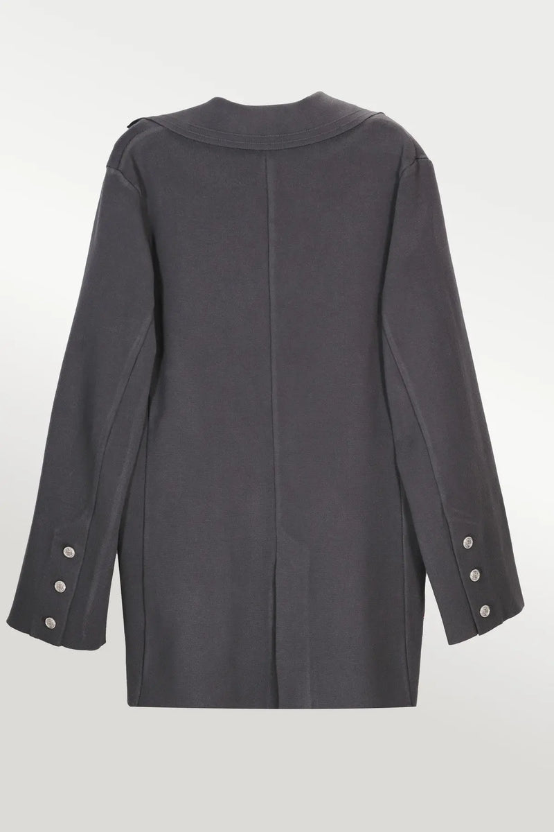 Koyu Gri Triko Kadın Blazer Ceket