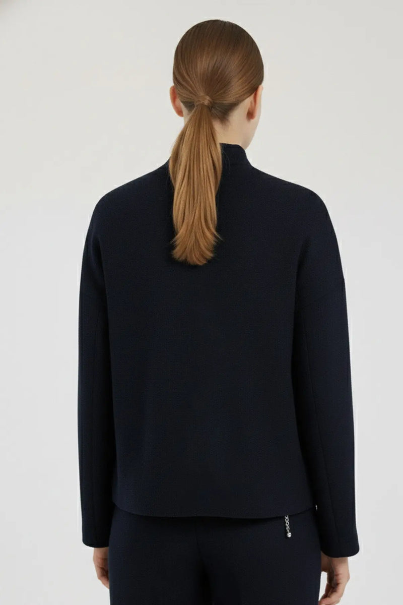 Lacivert Yakası Bağlamalı Tüvit Kadın Ceket  Mısırlı 1951