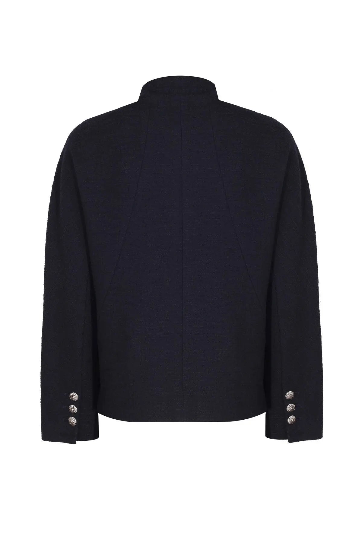 Lacivert Yakası Bağlamalı Tüvit Kadın Ceket - Mısırlı 1951