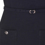 Lacivert Kemer Ve Cep Detaylı Kısa Kollu Elbise  Mısırlı 1951