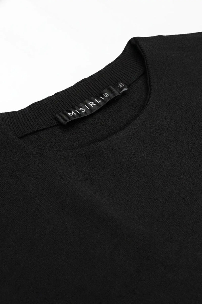 Siyah Kolsuz Uzun Elbise