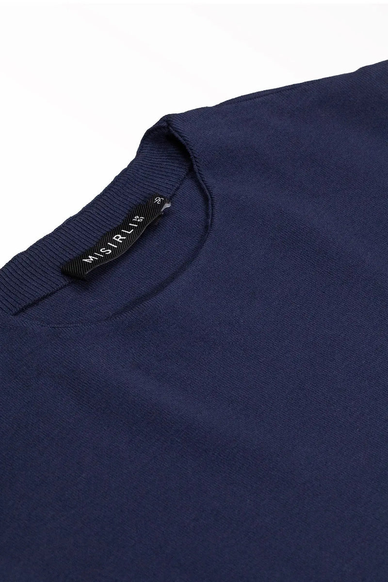 Lacivert Kolsuz Uzun Elbise