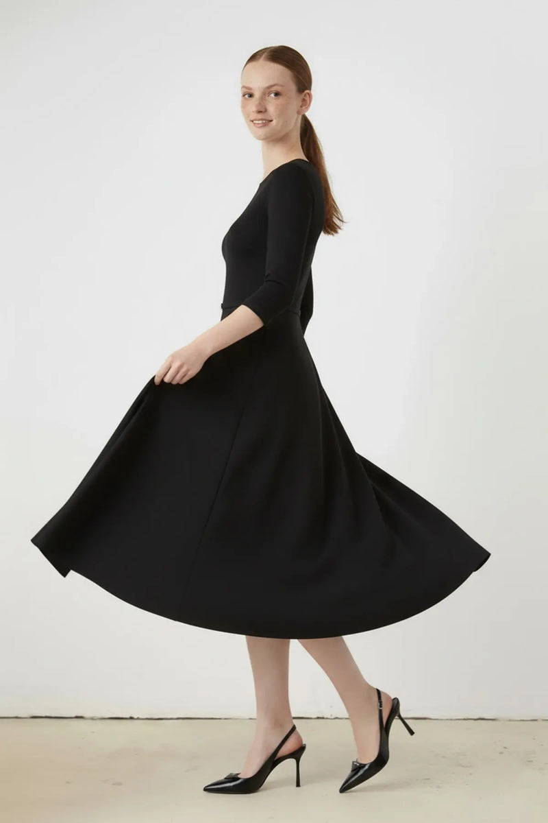 Siyah Kemer Detaylı Midi Elbise  Mısırlı 1951