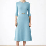 Turkuaz Kemer Detaylı Midi Elbise - Mısırlı 1951