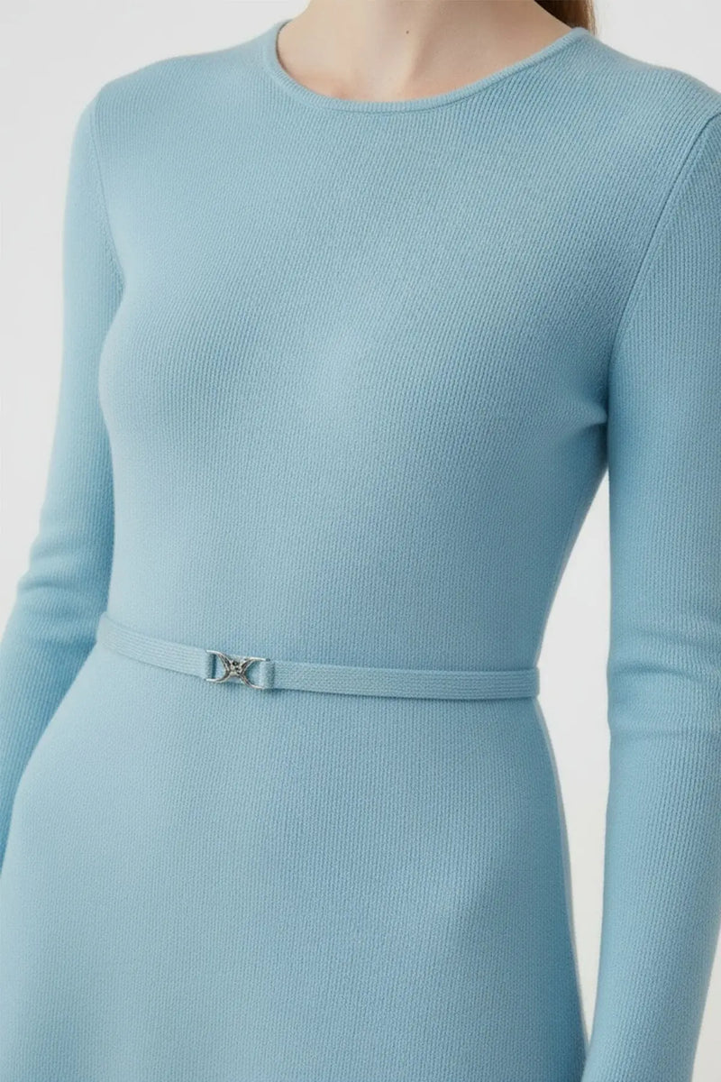 Turkuaz Kemer Detaylı Midi Elbise  Mısırlı 1951