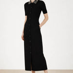 Siyah İnci Detaylı Önden Düğmeli Elbise  Mısırlı 1951